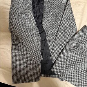 Massimo Dutti Black and White Houndstooth Blazer Wool